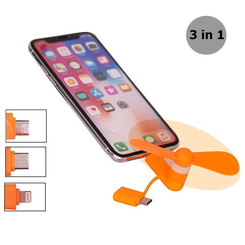 Binful Micro USB Flexible Mini Fans Cooler Phone Hand Fan Type C for Samsung Android Cellphone Fan for iPhone 5 6 6s 7 Plus 8 X